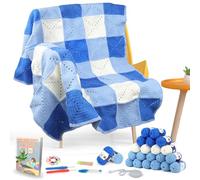 Aeelike Crochet Kits for Beginners Adults, Crochet Blanket Kit, Granny Square Blanket Crochet Kit with Yarn and Instruction, Complete Crochet Starter Kit Learn to Crochet Kit for Beginners UK Blanket