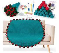 Aeelike Crochet Kits for Beginners Adults, Crochet Blanket Kit, Rose Blanket Crochet Kit with Instructions Yarn and Accessories, 40inch DIY Handmade Round Crochet Flowers Bouquet Blanket Kit(Red)