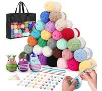 Aeelike Crochet Yarn Acrylic Yarn Knitting Wool, 28Pcs x 25g Multi Coloured Soft Crochet Wool for Crochet Kits for Beginners Adults, Ideal for Crocheting Knitting and Amigurumi or DIY Craft Projects