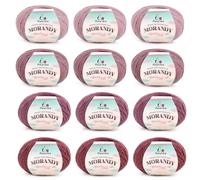 Aeelike Crochet Yarn Set, 12 x 50g Merino Wool Yarn for Crochet and Knitting - 98% Wool 2% Acrylic - Soft Merino Yarn Knitting Wool for Baby Blanket, Scarf, Socks, Hat, Toys, Crafting - Purple Series