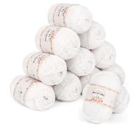 Aeelike Crochet Yarn Set 600g, 12 Pack Double Knitting Yarn Acrylic Wool 50g, Soft 5Ply Milk Cotton Yarn Knitting Wool for Beginners Crochet Amigurumi, Baby Blanket, Socks, Scarves and Crafts (White)