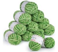Aeelike Gradient Acrylic Yarn Set 600g, 12 x 50g Soft 5Ply Milk Cotton Yarn for Crochet Beginners, Baby Ombre Yarn Wool for Knitting and Crocheting Amigurumi & Granny Squares, Gradient Apple Green