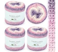Aeelike Gradient Crochet Yarn - Yarn Cakes Ombre 400g - 60% Cotton 30% Acrylic 10% Wool - Ombre Wool Yarn for Crochet Knitting and DIY Crafts Projects - Purple Gradient Yarn