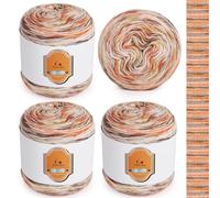 Aeelike Gradient Yarn Cake 400g, 4 x 100g Ombre Yarn for Crochet - 55% Cotton 34% Acrylic 11% Polyester - Soft Fluffy Ombre Cotton Yarn Gradient Wool for Knitting and DIY Craft Projects