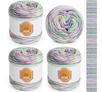 Aeelike Gradient Yarn Cake - Soft Fluffy Yarn Cakes Ombre 400g - 55% Cotton 34% Acrylic 11% Polyester - Green and Purple Colour Gradient Wool for Knitting, Crochet and DIY Craft Projects