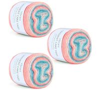 Aeelike Gradient Yarn for Crocheting, 3 Skeins Cake Yarns 100g (3.52 oz) 245m (267 Yards) # 3 Light Weight - Super Soft Ombré Fairyland Yarns for Making Colorful Crafts, Blue Pink Gradient