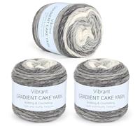 Aeelike Gradient Yarn for Crocheting, 3 Skeins Cake Yarns 100g (3.52 oz) 245m (267 Yards) # 3 Light Weight - Super Soft Ombré Fairyland Yarns for Making Colorful Crafts, Grey White Gradient