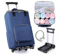 Aeelike Knitting Bag on Wheels, Extra Large Capacity Yarn Storage Bag Portable Yarns Bags for Crocheting on The Go Carrying Knitting Needles Hooks, Ideal Gift