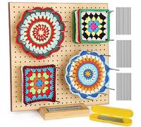 Aeelike Large Granny Square Blocking Board, 11 inch Bamboo Crochet Blocking Board and Pins, Upgrade Blocking Board for Crochet Squares with Recess Stand & Case, Crochet Wooden Blocking Board with Pegs