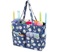 Aeelike Large Knitting Tote Bag, Knitting Bags for Wool and Needles Storage, Crochet Wool Yarn Bag, Craft Bag for Crochet Knitting Embroidery Cross Stitch Project Storage, Portable Knitting Bag, Daisy
