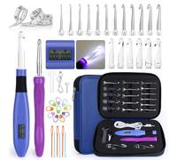 Aeelike Light Up Crochet Hooks Set, 18 Size 2mm-14mm Interchangeable Crochet Hook with Light and Stitch Counter, Rechargeable LED Lighted Ergonomic Crochet Hooks for Arthritic Hands & Beginners Adults
