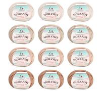 Aeelike Merino Wool Yarn - 12 Pack Double Knitting Wool 50g Balls - Baby Soft Merino Yarn for Crochet and Knitting Blanket, Socks, Hats, Scarf - Shades of Khaki Brown