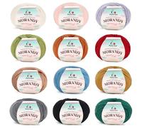 Aeelike Merino Wool Yarn for Crochet, 12 Pack Multi Coloured Double Knitting Yarn Acrylic Wool Crochet Yarn for Hand Knitting Blanket, Scarf, Socks, Hats, Clothes, Shawls