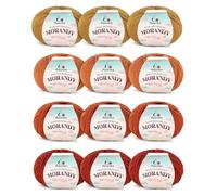Aeelike Merino Wool Yarn for Knitting and Crochet, 600g Soft Baby Merino Knitting Wool for Crochet Blanket and Toys, Shades of Orange - Crochet Yarn Sets for Beginners