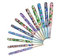 Aeelike Metal Crochet Hook Set - 12-Pack Pretty Patterned Design with Polymer Clay Easy-Grip Handle - 2.25-8.0mm for Beginners