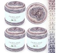 Aeelike Ombre Yarn Cake - 4 x 100g Gradient Cake Yarn - 60% Cotton 30% Acrylic 10% Wool - Purple Grey Crochet Yarn Wool for Crochet or Knitting Projects