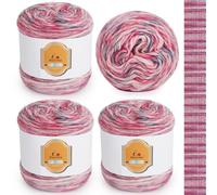 Aeelike Ombre Yarn Cake - 4 x 100g Gradient Crochet Yarn Set - 55% Cotton 34% Acrylic 11% Polyester - Multicoloured Cotton and Acrylic Gradient Yarn for Crochet, Knitting and DIY Craft Projects