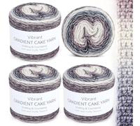 Aeelike Ombre Yarn Cake - 4 x 100g Gradient Yarn for Crochet - 60% Cotton 30% Acrylic 10% Wool - Soft Ombré Wool for Knitting, Crocheting and Other DIY Hand Crafts Projects - Purple Grey Gradient