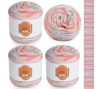 Aeelike Ombre Yarn Cake - 4 x 100g Rainbow Gradient Yarn - 55% Cotton 34% Acrylic 11% Polyester - Multicoloured Cotton Yarn for Crochet, Soft Fluffy Gradient Wool for Knitting and DIY Craft Projects