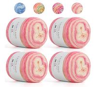 Aeelike Ombre Yarn Cake - 4x100g Soft Fluffy Cotton Ombre Yarn for Crochet and Knitting Projects - Multicoloured Gradient Wool Cakes for Crochet Blanket, Shawl, Scarf, Socks, Hats(Red Yellow Gradient)