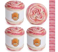 Aeelike Ombre Yarn Cake - Yarn Cakes Ombre 400g - 55% Cotton 34% Acrylic 11% Polyester - Soft Fluffy Acrylic Cotton Gradient Wool for Crochet Knitting and DIY Craft Projects