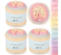 Aeelike Ombre Yarn for Crochet - 4 x 100g of Gradient Yarn Cake - 60% Cotton 30% Acrylic 10% Wool - Ombre Macaron Knitting and Crochet Yarn Set - for Crochet Baby Blankets and DIY Crafts