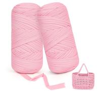 Aeelike Pink Tshirt Yarn Crocheting, 2x200g T Shirt Yarn for Crochet Bags
