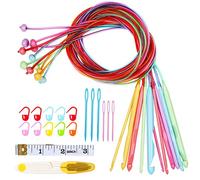 Aeelike Plastic Tunisian Crochet Hooks Set Extra Long, Set of 12 Size Afghan Tunisian Crochet Hooks with 120cm Long Cable, Tunisian Crochet Set for Blankets or Larger Projects