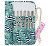 Aeelike Short Double Pointed Knitting Needles Set, 20cm Metal Knitting Needles Double Ended with Roll Case, Double Pointed Needles Knitting Pins Kit for Beginners, Straight DPNs Set for Small Projects