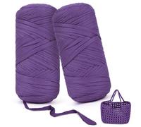 Aeelike Soft Textile Yarn for Beginners, 400g Ribbon Yarn, 2cm Thick T-Shirt Knitting Yarn for Crochet, T Shirt Yarn for DIY Crafts, Home Decor, Bags, Baskets, Blanket - Purple