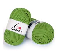 Aeelike T-Shirt Yarn, 2 x 100g Green T Shirt Yarn for Crocheting and Knitting, Chunky Elastic Fabric Tshirt Yarn for Crochet Bags and Baskets (Green)
