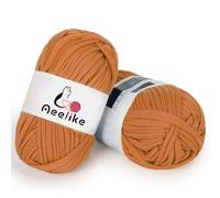 Aeelike T Shirt Yarn Crocheting and Knitting, 2 x 100g Elastic Fabric Chunky Tshirt Yarn for Crochet Basket, Bags, DIY Crafts and Home Decor (Ginger)