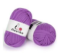 Aeelike T Shirt Yarn for Crocheting, 2 x 100g Chunky Elastic Fabric Cloth Knitting Tshirt Yarn for Crochet Bags Baskets, Hand Knitting Projects and DIY Crafts, Easy Crochet Yarn for Beginners(Purple)