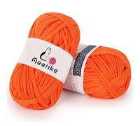 Aeelike T Shirt Yarn Orange, 2 x 100g Tshirt Yarn for Crocheting and Knitting, Chunky Elastic Fabric T-Shirt Yarn for Crochet Bags and Baskets (Orange)