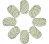 Aeelike Thick Chunky Yarn Blanket, #8 Matcha Green Extra Jumbo Chunky Yarn for Hand Knitting, Super Bulky Soft Fluffy Chenille Big Yarns No Knots for Finger Knit Crocheting, 8 Pack (200 yds 64 oz)