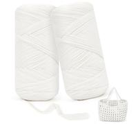 Aeelike Tshirt Yarn, 2x200g Chunky T Shirt Yarn for Crocheting and Knitting, Soft and Thick Elastic Fabric T-Shirt Yarn for Crochet Basket, Bag, Blanket, Home Decor and DIY Crafts(White)