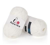 Aeelike Tshirt Yarn White, 2 x 100g T Shirt Yarn for Crocheting and Knitting, Chunky Elastic Fabric T-Shirt Yarn for Crochet Bags and Baskets (White)