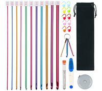 Aeelike Tunisian Crochet Hooks Set, 11 Sizes 2-8 mm Long Aluminium Afghan Tunisian Crochet Hook with Storage Bag, Tunisian Crochet Needles Set for Beginners, Tunisian Crochet Starter Kit for Travel