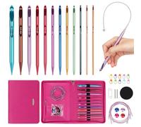 Aeelike Tunisian Crochet Hooks Set Interchangeable, Aluminium Tunisian Crochet Hooks with Cables, 12 Sizes 3mm-10mm Extra Long Interchangeable Crochet Needles for Afghan Blankets, Tunisian Crochet Set