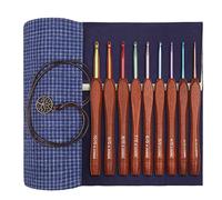 Aeelike Wooden Handle Crochet Hooks Set with Case - 9Pcs 2.0mm-6.0mm Warm, Easy Grip, Ergonomic Crochet Hooks for Arthritic Hands and Beginners Adults