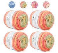 Aeelike Yarn Cakes Ombre 400g - Rainbow Ombre Yarn for Crochet and Kitting - 60% Cotton 30% Acrylic 10% Wool - Suitable for Crochet Blanket, Socks, Hat, Sweater