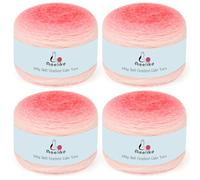 Aeelike Yarn for Crocheting, 4 Super Soft Gradient Yarn 190g (6.7 oz) 400m (437.5 Yards) Extra Large Rainbow Yarns Skeins for DIY Making Colorful Blanket Scarves Hat, Cherry Blossom Pink