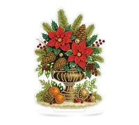 Aeepics DIY Christmas Diamond Art Tabletop Kit for Adults, Acrylic Desktop Diamonds Painting Kit Ornament, Stand Up Diamond Art Painting Board Kit(Christmas Flower)