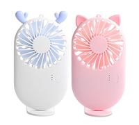 Aeergured 2 Pack Handheld Fan Mini Fan, Speed Adjustable USB Rechargeable Eyelash Fan Powerful Small Personal Portable Fan for Kids Woman Men Home Office Outdoor Travel