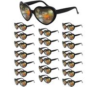 Aeergured 20 Pairs Heart Sunglasses for Men Women Heart Effect Diffraction Glasses Oversized Cute Sunglasses Rave Party Bulk