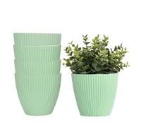 Aeetial 15cm Plant Pots Indoor Plant Planters - 4Pack Thick Sturdy Plastic Pots Indoor/Outdoor Plant Flower Pots with No Drainage Holes Windowsill Holder Balcony Container (Green 4Pack)