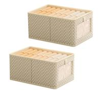 Aeetial Stackable Closet Organisers Wardrobe Storage Organiser Large Capacity Storage Bins Drawer Organiser Collapsible Storage Boxes for Cabinet, Pantry, Laundry Organization 2Pack