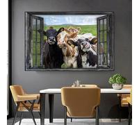 AEEYDDWE Cows Poster in Front of the Farm Window, Natural Landscape Pictures, Wall Pictures for Living Room, Wall Decoration, Stylish Poster, Wall Decoration for Living Room and Bedroom, Without Frame