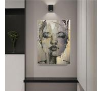 AEEYDDWE Wall Art Canvas Poster, Abstract Golden Girl Face Picture, Modern Wall Pictures for Living Room, Bedroom, Stylish Art Prints for Living Room Decoration, Without Frame (70 x 100 cm)