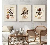 AEFOUU Boho Style Abstract Botanical Leaves Canvas Art Poster Prints Simple Color Block Wall Decor Picture for Living Room Bedroom(20x30cm/8x12in/Internal Frame)